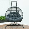 Leisuremod Wicker 2 Person Double Folding Hanging Egg Swing Chair with Charcoal Cushions ESCF52CH